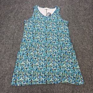 Fantaslook Floral V-Neck Mini Dress Women's Size S Blue Sleeveless A-Line NWT